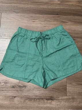 Universal Thread Green Drawstring Linen-Blend Casual Athletic Shorts